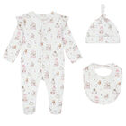 Baby Girls White & Pink Carousel Babygrow Set, 1, hi-res